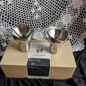 Georg Jensen Stainless Steel Candle Holders - Set Of 2.